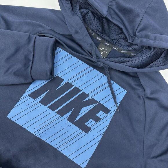 NIKE Sweatshirt Hoodie Men SIze Medium Blue Dri Fit Pullover Hoodie Blue‎ Logo - Picture 1 of 10